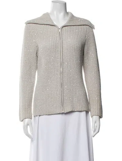 Pre-owned St John Wool Patterned Jacket In Gray
