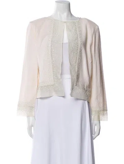 Pre-owned St John Wool Patterned Jacket In Neutral