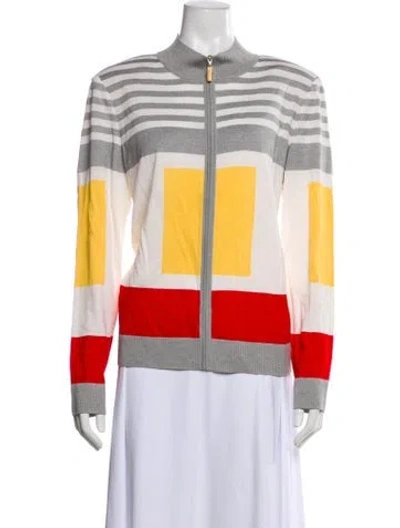 Pre-owned St John Wool Patterned Jacket In Neutral