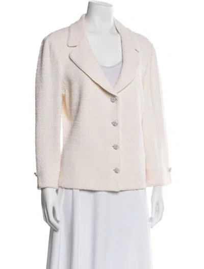 Pre-owned St John Wool Patterned Jacket In Neutral