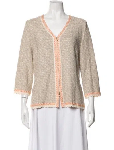 Pre-owned St John Wool Patterned Jacket In Neutrals