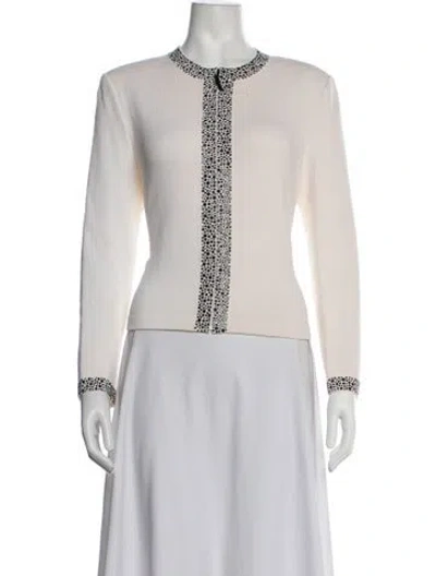 Pre-owned St John Wool Patterned Jacket In Neutrals