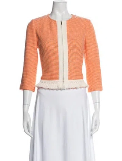 Pre-owned St John Wool Patterned Jacket In Orange
