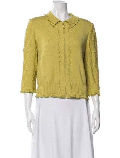 Pre-owned St John Wool Patterned Jacket In Yellow