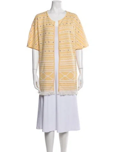 Pre-owned St John Wool Patterned Jacket In Yellow