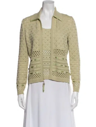 Pre-owned St John Wool Patterned Set In Green