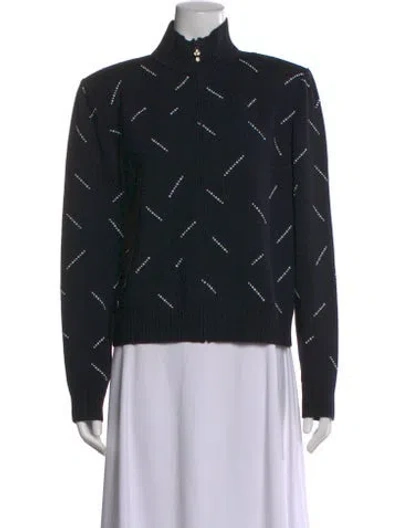 Pre-owned St John Wool Patterned Sweater In Black