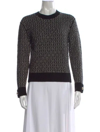 Pre-owned St John Wool Patterned Sweater In Black