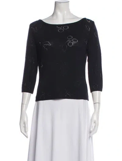 Pre-owned St John Wool Patterned Sweater In Black