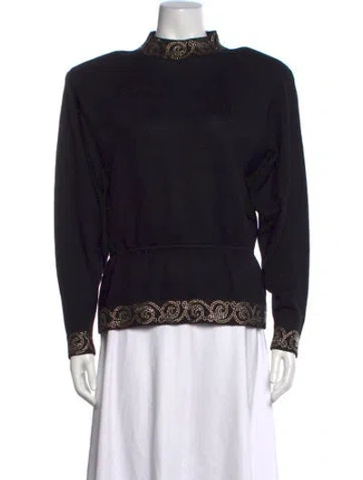 Pre-owned St John Wool Patterned Sweater In Black
