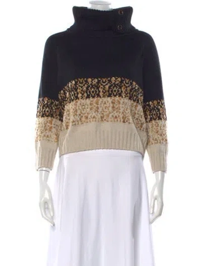 Pre-owned St John Wool Patterned Sweater In Black