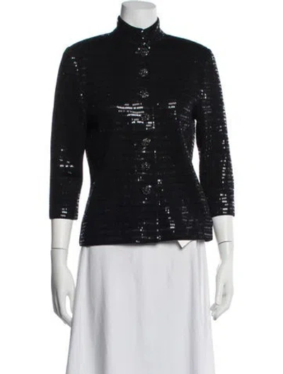 Pre-owned St John Wool Patterned Sweater In Black