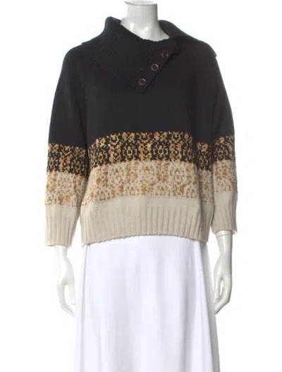 Pre-owned St John Wool Patterned Sweater In Black/neutrals
