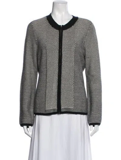 Pre-owned St John Wool Patterned Sweater In Black/white