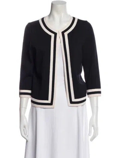 Pre-owned St John Wool Patterned Sweater In Blue