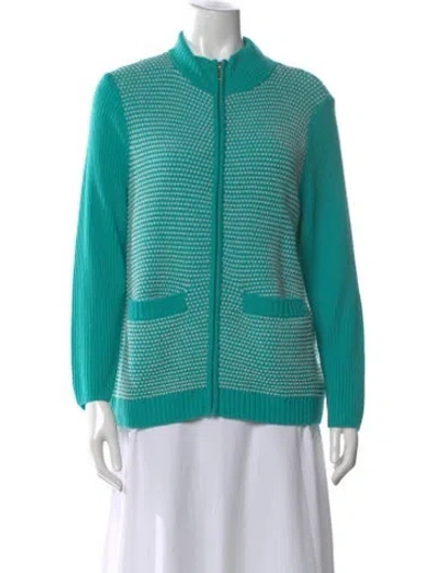 Pre-owned St John Wool Patterned Sweater In Blue
