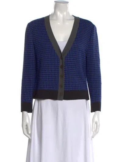 Pre-owned St John Wool Patterned Sweater In Blue