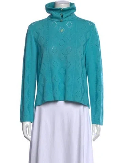 Pre-owned St John Wool Patterned Sweater In Blue