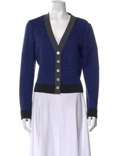 Pre-owned St John Wool Patterned Sweater In Blue
