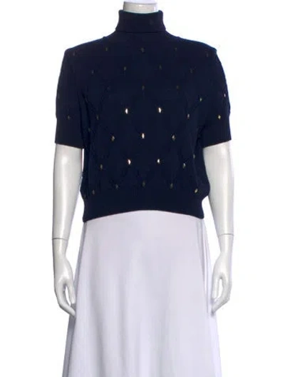 Pre-owned St John Wool Patterned Sweater In Blue