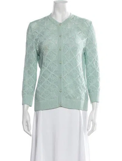 Pre-owned St John Wool Patterned Sweater In Blue