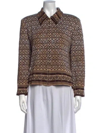 Pre-owned St John Wool Patterned Sweater In Brown