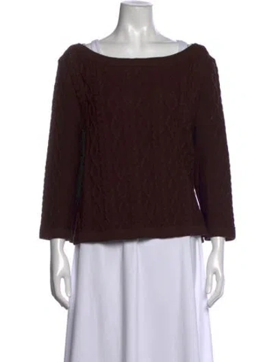 Pre-owned St John Wool Patterned Sweater In Brown