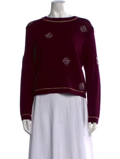 Pre-owned St John Wool Patterned Sweater In Burgundy