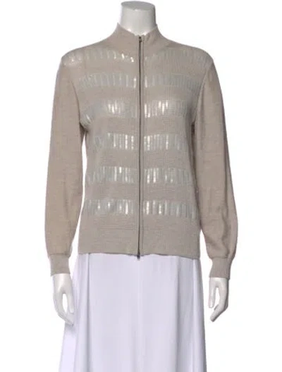 Pre-owned St John Wool Patterned Sweater In Gray