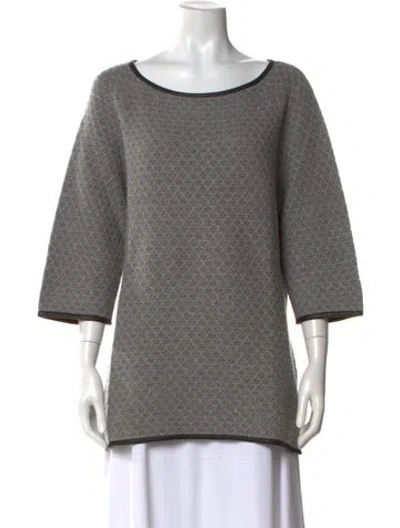 Pre-owned St John Wool Patterned Sweater In Gray