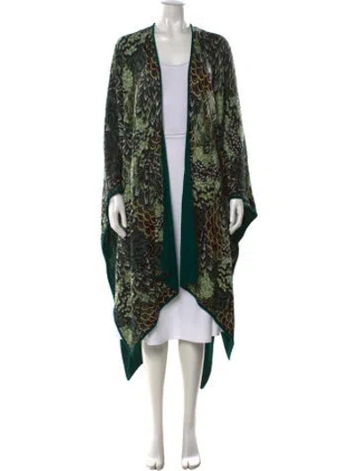 Pre-owned St John Wool Patterned Sweater In Green