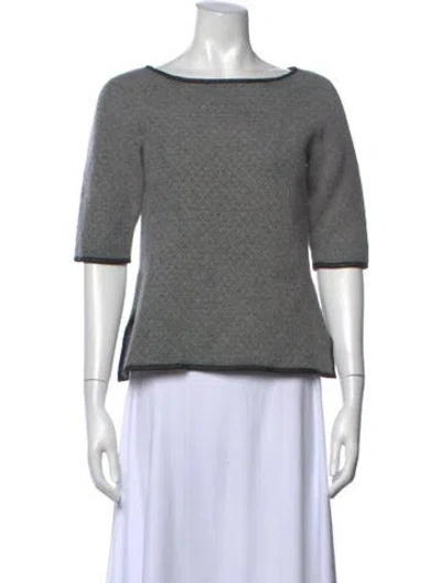 Pre-owned St John Wool Patterned Sweater In Grey