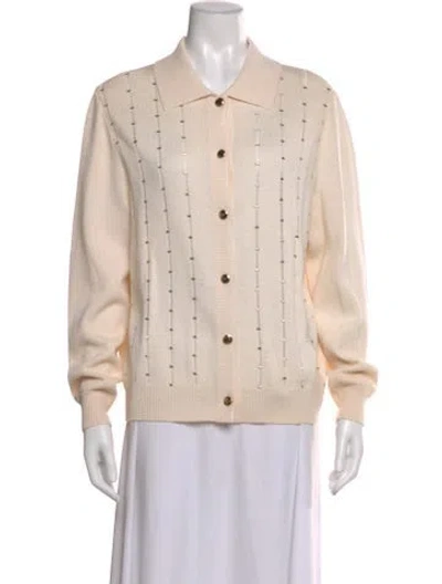 Pre-owned St John Wool Patterned Sweater In Neutral