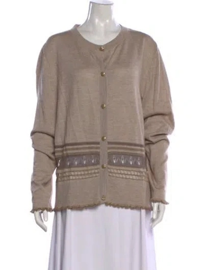 Pre-owned St John Wool Patterned Sweater In Neutral