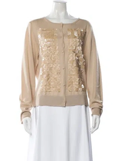 Pre-owned St John Wool Patterned Sweater In Neutral
