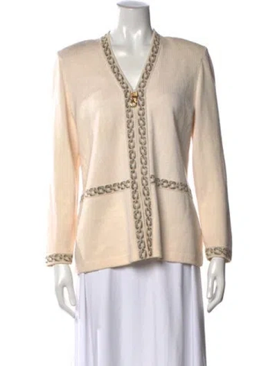 Pre-owned St John Wool Patterned Sweater In Neutral