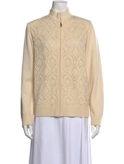Pre-owned St John Wool Patterned Sweater In Neutral