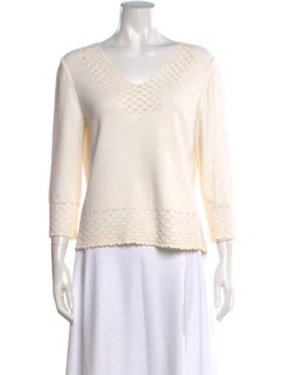 Pre-owned St John Wool Patterned Sweater In Neutral