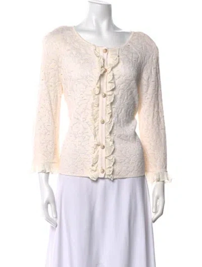Pre-owned St John Wool Patterned Sweater In Neutrals