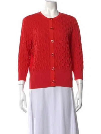Pre-owned St John Wool Patterned Sweater In Orange