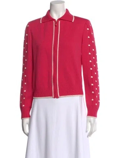 Pre-owned St John Wool Patterned Sweater In Pink