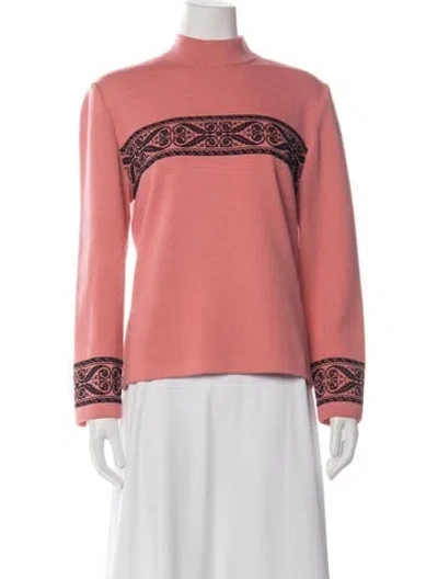 Pre-owned St John Wool Patterned Sweater In Pink