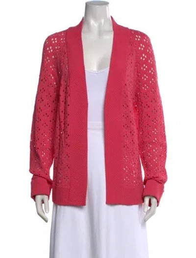 Pre-owned St John Wool Patterned Sweater In Pink