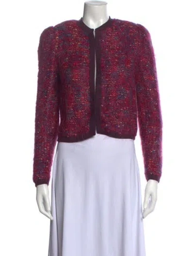 Pre-owned St John Wool Patterned Sweater In Purple