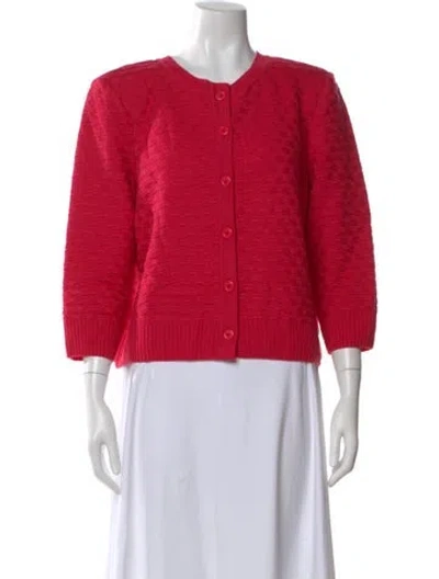 Pre-owned St John Wool Patterned Sweater In Red
