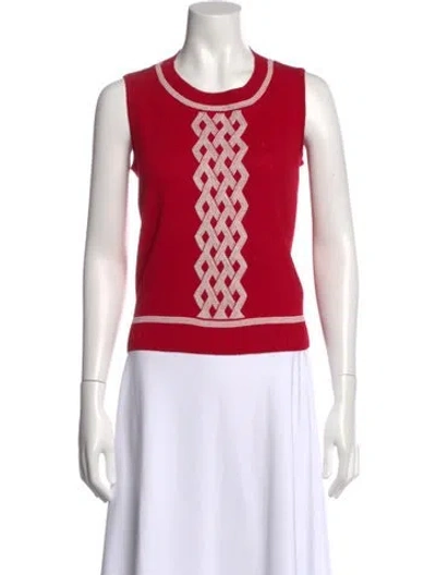 Pre-owned St John Wool Patterned Sweater In Red