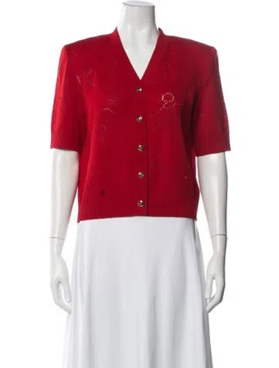 Pre-owned St John Wool Patterned Sweater In Red