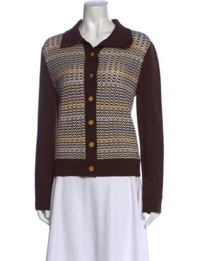 Pre-owned St John Wool Patterned Sweater W/ Tags In Brown