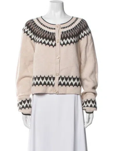 Pre-owned St John Wool Patterned Sweater W/ Tags In Neutrals