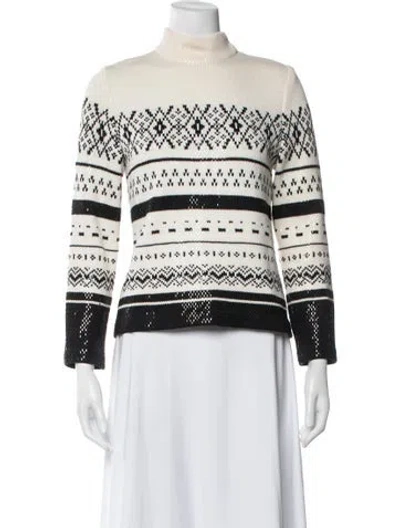 Pre-owned St John Wool Patterned Sweater In White